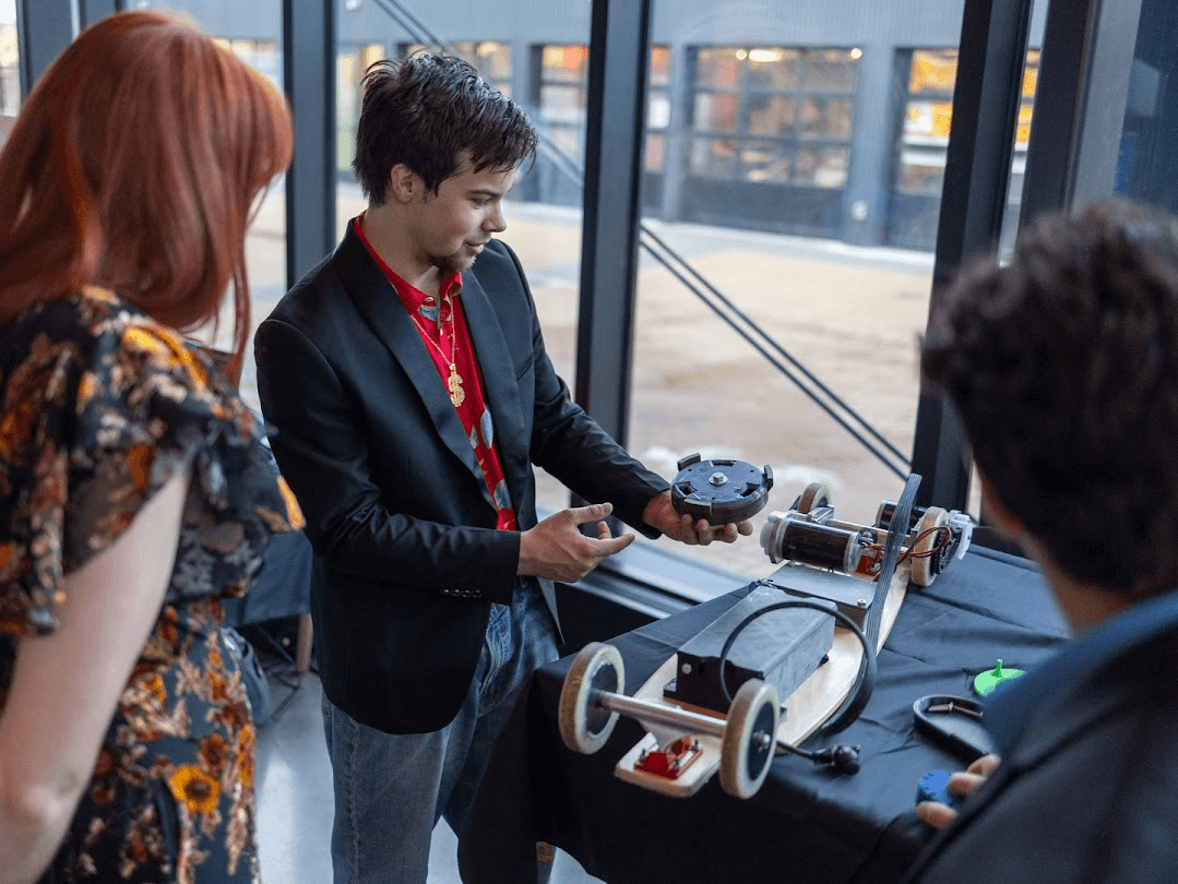 demonstrating the project at a showcase